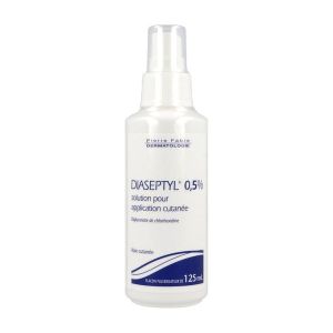 DIASEPTYL Solution pour application cutanée 0,5 %, flacon pulvérisateur 125 ml avec une pompe constituée d'un tube plongeur et d'un corps en polyéthyl