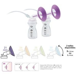 KITETT KOLOR KIT EXPRESSION Kit expression double pour tire-lait Kitett avec nouveau pas de vis, téterelle 21 mm x 76 mm, small (ref. K21ESD), unité