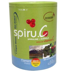 Flamant vert SpiruC (spiruline + acérola) - 300 comprimés à 500 mg