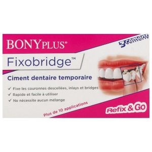 FIXOBRIDGE BONY PLUS Colle d'urgence pour refixer bridges, couronnes et pivots, nécessaire