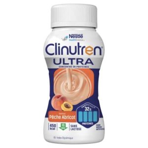 CLINUTREN ULTRA Denrée alimentaire destinée à des fins médicales spéciales, saveur pêche abricot, 200 ml x 4