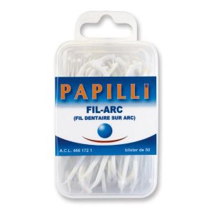 PAPILLI FIL ARC Porte-fil avec fil dentaire et cure-dent, bt 50