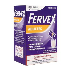 Fervex Etat Grippal Paracetamol/Vitamine C/Pheniramine Adultes Granules Pour Solution Buvable En Sachet B/8