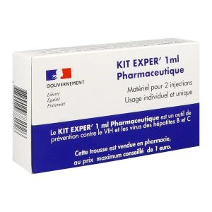 KIT EXPER' 1 ML PHARMACEUTIQUE Trousse de prévention pour toxicomane contre les virus du SIDA et des hépatites, bt 2