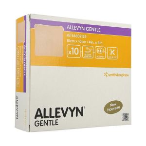 ALLEVYN GENTLE Pansement hydrocellulaire avec adhésif de gel siliconé, 10 cm x 10 cm, bt 10