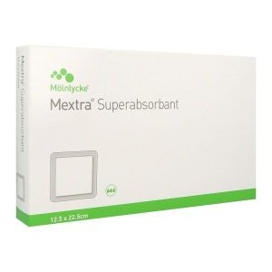 MEXTRA SUPERABSORBANT Pansement hydrocellulaire superabsorbant, multicouche, non adhésif, stérile, 12,5 cm x 22,5 cm (ref. 610680), bt 10