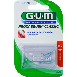 GUM PROXABRUSH CLASSIC Brossette interdentaire cylindrique, 0,9 mm, orange (ref. 412), blister 8
