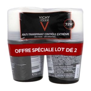 VICHY HOMME DEODORANT ANTITRANSPIRANT ANTITRACE 72 H Roll'on déodorant antitranspirant, antitrace 72 H, fl 50 ml x 2