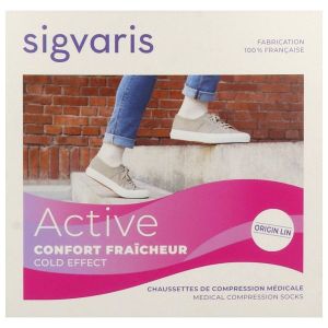 Sigvaris Active Confort Frais Classe 2 Chaussette Ecru Large Normal 2