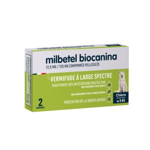 BIOCANINA VERMIFUGE MILBETEL CHIEN Comprimé sécable antiparasitaire, endectocide, chien, bt 2