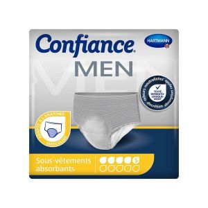 CONFIANCE MEN ABSORPTION 5 G SOUS - VETEMENT Slip absorbant jetable pour incontinence urinaire, adulte, médium (ref. 915 551), sac 8