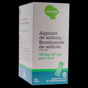 Alginate De Sodium /Bicarbonate De Sodium Cristers 500 Mg/267 Mg Pour 10 Ml Suspension Buvable En Sachet B/24