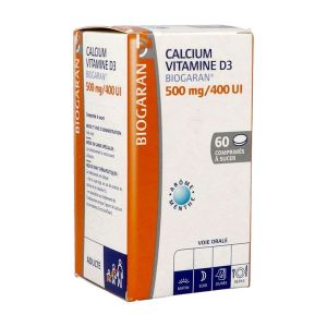 CALCIUM VITAMINE D3 BIOGARAN Comprimé à sucer 500 mg/400 UI, boîte 60