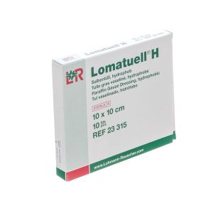 LOMATUELL H Pansement gras de gaze paraffinée, à usage unique, stérile, 10 cm x 10 cm (ref. 18295), bt 10