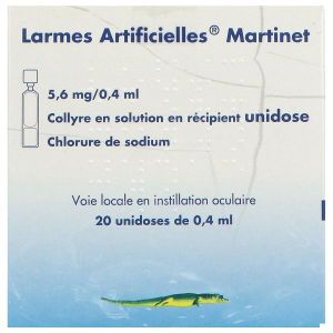 LARMES ARTIFICIELLES MARTINET Collyre 5,6 mg/0,4 ml, boîte 20 unidoses 0,4 ml