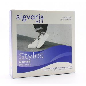 Sigvaris Chaussettes Homme Style Mariniere Classe 2 Boite Noir/Marine Medium/Long 2