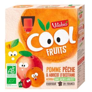 Vitabio Gourde Cool Fruits Pomme Pêche Abricot BIO - 4 x 90 g