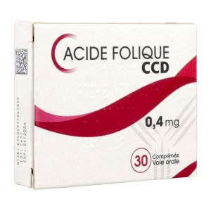 ACIDE FOLIQUE CCD Comprimé 0,4 mg, boîte 30