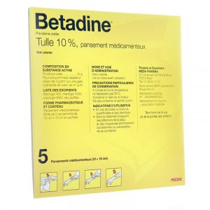 Betadine Tulle 10 Pour Cent Pansement Medicamenteux B/5