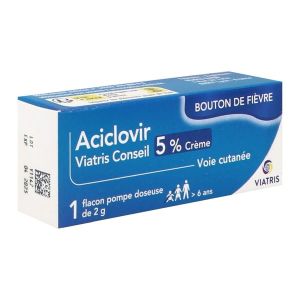 Aciclovir Viatris Conseil 5% Creme 1 Flacon(S) De 2 G Avec Pompe(S) Doseuse(S) Polypropylene Avec Piston(S) Polyethylene Basse Densite (Pebd)