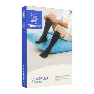 VENOFLEX 2 ELEGANCE Chaussette médicale de compression classe 2, côtelée, pour homme, beige, long, taille 4, paire