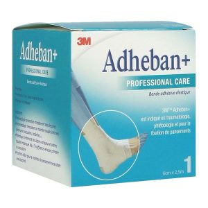ADHEBAN PLUS Bande de contention adhésive, élastique, hypoallergénique, sans latex, 6 cm x 2,5 m (ref. 2987B), unité
