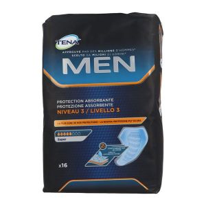 TENA MEN LEVEL 3 Protection absorbante anatomique, adhésive, pour homme, sac 16