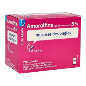 Amorolfine Biogaran Conseil 5 % Vernis A Ongles Medicamenteux 1 Flacon(S) En Verre De Type Iii De 2,5 Ml Avec Necessaire(S) (30 Limes