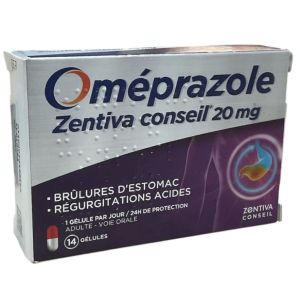 OMEPRAZOLE ZENTIVA CONSEIL Gélule 20 mg, boîte 14