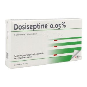 DOSISEPTINE Solution pour application cutanée 0,05 %, boîte 20 flacons unidoses 5 ml
