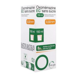 OXOMEMAZINE EG SANS SUCRE Solution buvable 0,33 mg/ml, flacon 150 ml avec gobelets doseurs