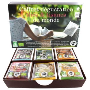 Aromandise Coffret Dégustation Thés & Tisanes du Monde BIO - boîte 6 x 6 sachets