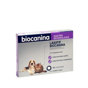 BIOCANINA GASTROENTEROLOGIE LAXATIF Comprimé pelliculé laxatif pour chien et chat, bt 30