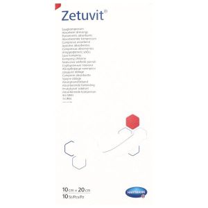 ZETUVIT Pansement absorbant stérile, non adhérent à la plaie, 10 cm x 20 cm (ref. 413652/6), bt 10