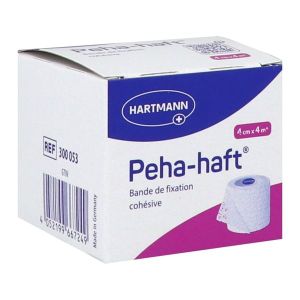 PEHA - HAFT LATEX FREE Bande de fixation élastique et cohésive, 4 m à l'étirage x 4 cm (ref. 932441), unité