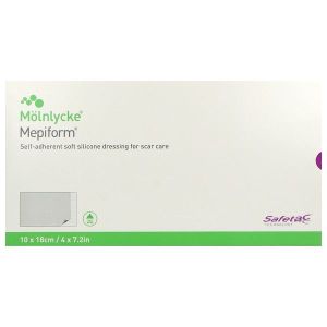 MEPIFORM SAFETAC Pansement autoadhésif siliconé pour cicatrice, stérile, 10 cm x 18 cm (ref. 293400), bt 5