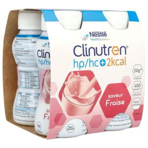 CLINUTREN BOISSON 2 KCAL Denrée alimentaire destinée à des fins médicales spéciales, saveur fraise, 200 ml x 4