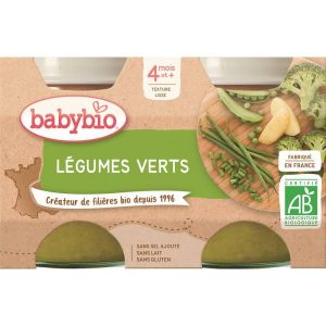 Babybio Petits Pots Légumes Verts Bio - dès 4 mois - 2x130g