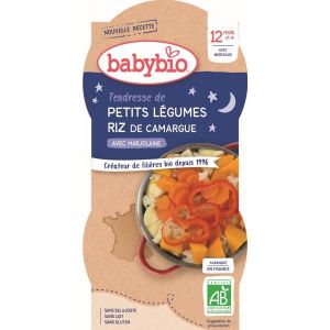 Babybio Bols bonne nuit tendresse de petits légumes riz BIO - dès 12 mois - 2 x 200 g