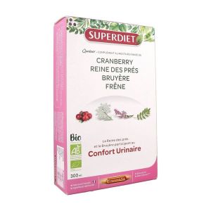 Superdiet Quatuor Confort urinaire Bio :cranberry, reine des près, bruyère, frêne - 20 ampoules