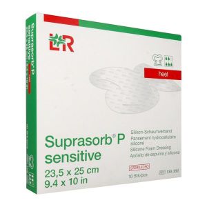 SUPRASORB P SENSITIVE HEEL Pansement hydrocellulaire siliconé, stérile, talon, 23,5 cm x 25 cm, bt 10