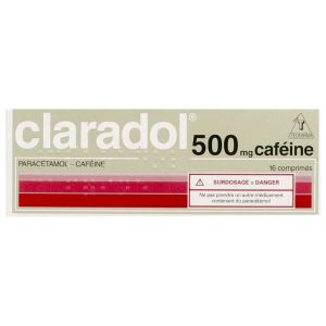 CLARADOL CAFEINE Comprimé 500 mg/50 mg, boîte 16