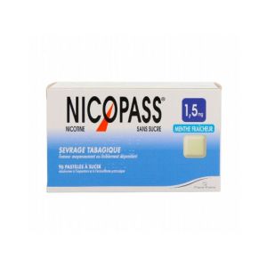 Nicopass 1,5 Mg Sans Sucre Menthe Fraicheur Pastille Edulcoree A L'Aspartam Et A L'Acesulfame Potassique B/36