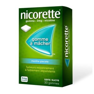 NICORETTE MENTHE GLACIALE SANS SUCRE Gomme à mâcher médicamenteuse 2 mg, boîte 30