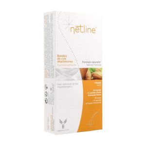 NETLINE BANDES DE CIRES DEPILATOIRES VISAGE Bande de cire froide dépilatoire, spéciale visage, bt 20