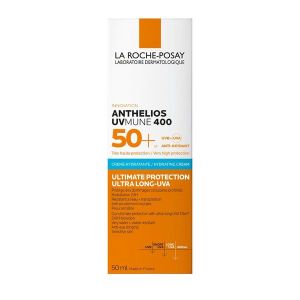 ANTHELIOS UVMUNE 400 CREME HYDRATANTE SANS PARFUM SPF 50+ Crème solaire hydratante très haute protection, SPF 50+, sans parfum, tube 50 ml