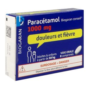 PARACETAMOL BIOGARAN CONSEIL 1000 mg comprime B/8