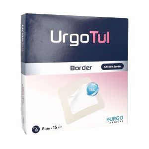 URGOTUL BORDER Pansement hydrocellulaire adhésif, matrice TLC micro-adhérente, bord siliconé, 8 cm x 15 cm, bt 10