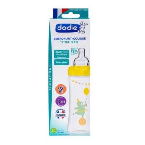 Dodie Biberon Triangulaire En Pp Tetine Plate Debit 3 Cirque 270 Ml Jaune 1