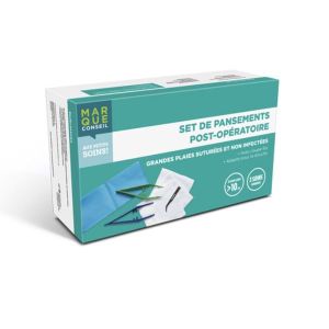 MARQUE CONSEIL SET DE PANSEMENTS POST - OPERATOIRE Set de nettoyage et de recouvrement, grande plaie suturée non infectée, bt 3